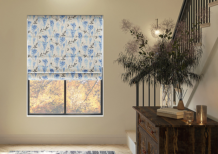 Wisteria Silk, Ink Blue - Motorised Roman Blind - Image 3
